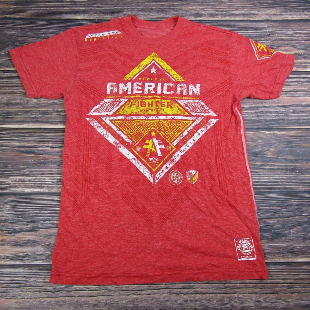 American Fighter Mens Medium Training T Shirt UFC MMA Gym Workout Red‎